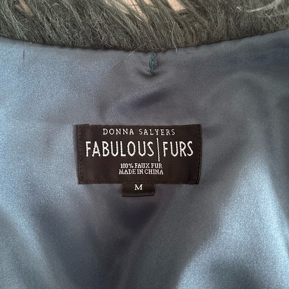 Donna Salyers Fabulous Dark Green Faux Fur Jacket - size M - Picture 3 of 8
